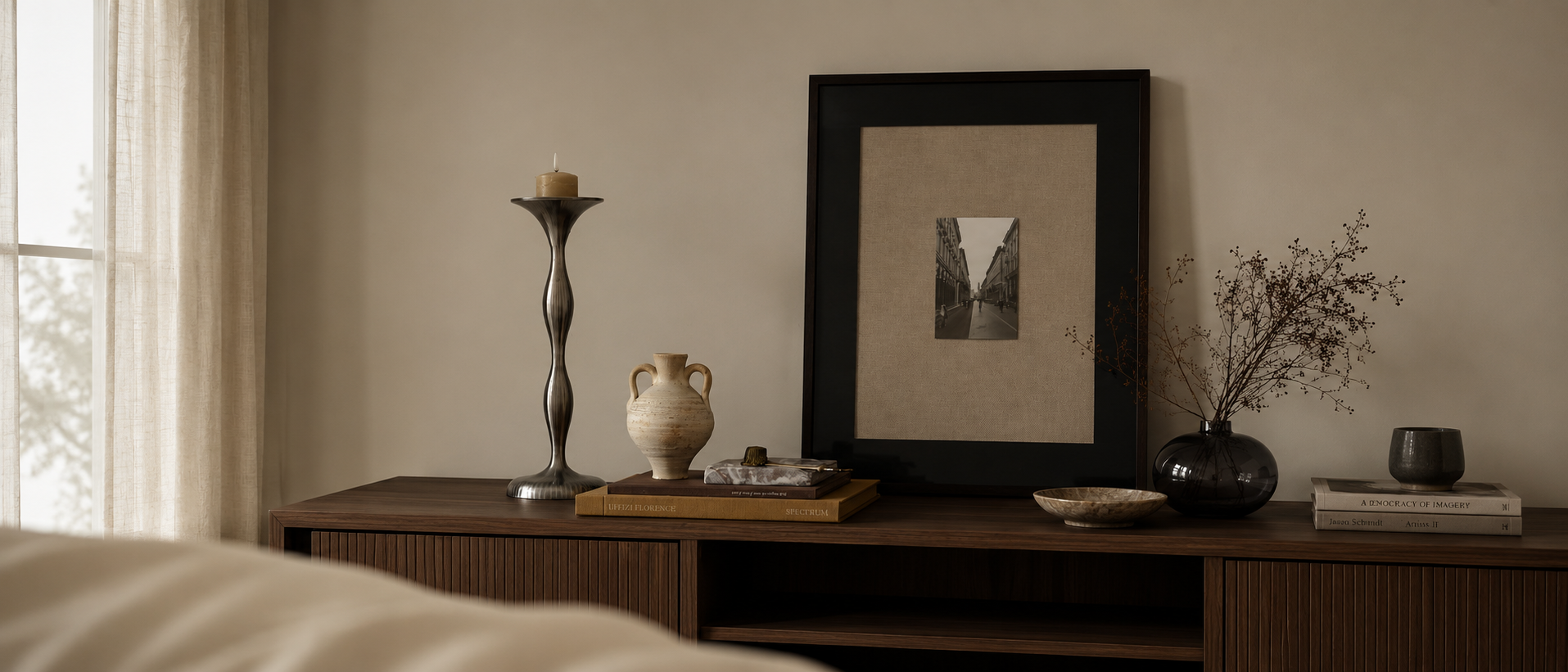 Thoughtfully arranged decorative objects in an interior