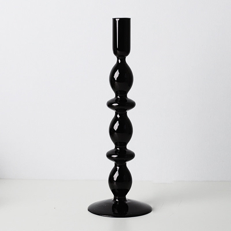 All Black Glass Candle Holders - Image 5