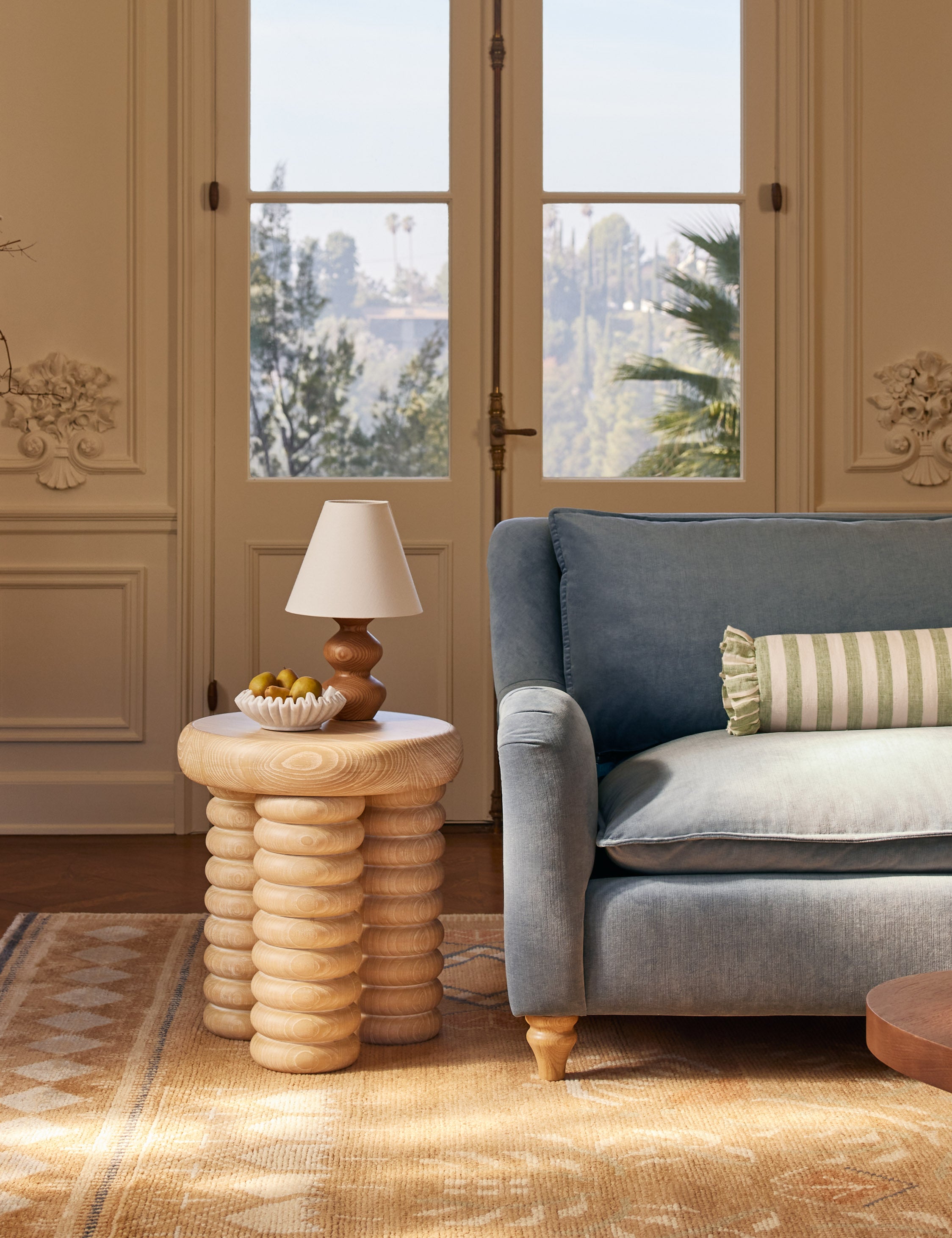 Decorative bowls styled within a considered interior