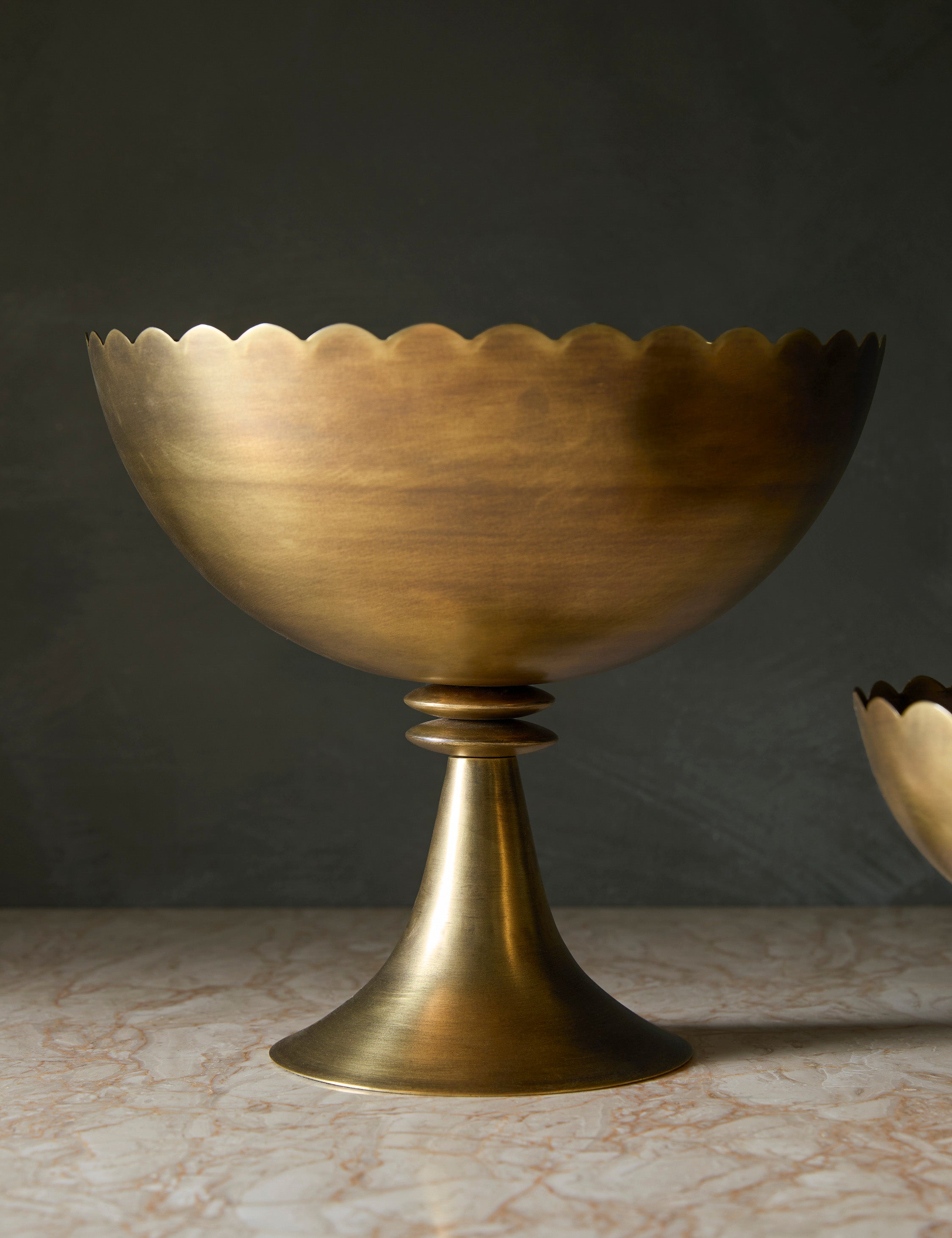 Scalloped Compote Bowl (Set of 2) - Brass - Image 6